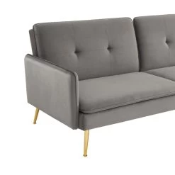 Canapé Droit ADAM Convertible Velours Anthracite -Meuble Déco Soldes canape adam velours anthracite pied en metal dore 3 pl 5