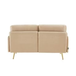 Canapé Droit ADAM Fixe Velours Beige -Meuble Déco Soldes canape adam velours beige pied en metal dore 2 pl 3