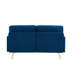Canapé Droit ADAM Fixe Velours Bleu Marine -Meuble Déco Soldes canape adam velours bleu marine pied en metal dore 2 pl 3