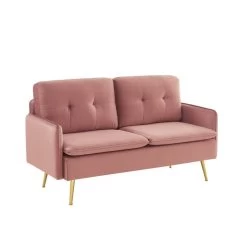 Canapé Droit ADAM Fixe Velours Rose Poudré 9 Canapé Droit ADAM Fixe Velours Rose Poudré -Meuble Déco Soldes canape adam velours rose poudre pied en metal dore 2 pl 2