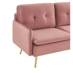 Canapé Droit ADAM Fixe Velours Rose Poudré 11 Canapé Droit ADAM Fixe Velours Rose Poudré -Meuble Déco Soldes canape adam velours rose poudre pied en metal dore 2 pl 4