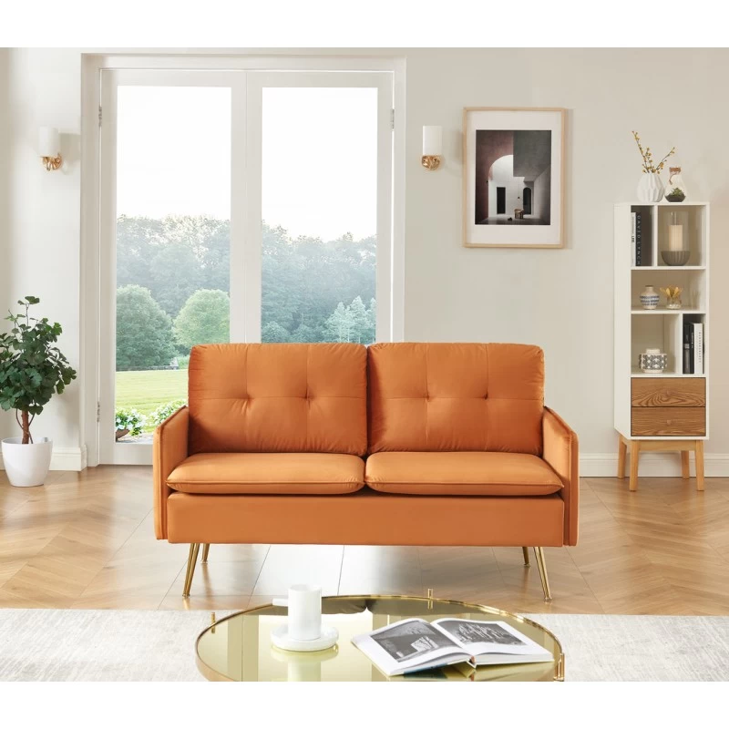 Canapé Droit ADAM Fixe Velours Rouille 1 Canapé Droit ADAM Fixe Velours Rouille