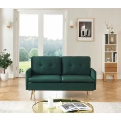 Canapé Droit ADAM Fixe Velours Vert Foncé