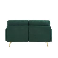 Canapé Droit ADAM Fixe Velours Vert Foncé -Meuble Déco Soldes canape adam velours vert fonce pied en metal dore 2 pl 3
