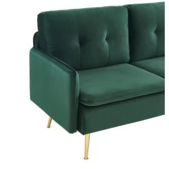 Canapé Droit ADAM Fixe Velours Vert Foncé -Meuble Déco Soldes canape adam velours vert fonce pied en metal dore 2 pl 4