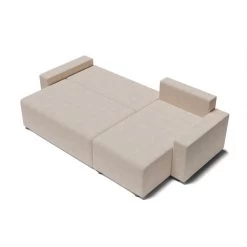 Canapé D'angle ALMA Convertible Tissu Beige 4 Places -Meuble Déco Soldes canape angle alma convertible tissu beige 4 places 3