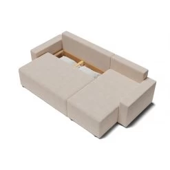 Canapé D'angle ALMA Convertible Tissu Beige 4 Places -Meuble Déco Soldes canape angle alma convertible tissu beige 4 places 4