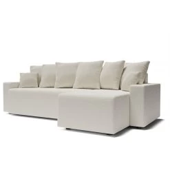 Canapé D'angle ALMA Convertible Tissu Bouclette Blanc 4 Places -Meuble Déco Soldes canape angle alma convertible tissu bouclette blanc 4 places 2