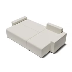 Canapé D'angle ALMA Convertible Tissu Bouclette Blanc 4 Places -Meuble Déco Soldes canape angle alma convertible tissu bouclette blanc 4 places 3