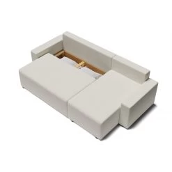 Canapé D'angle ALMA Convertible Tissu Bouclette Blanc 4 Places -Meuble Déco Soldes canape angle alma convertible tissu bouclette blanc 4 places 4