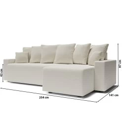 Canapé D'angle ALMA Convertible Tissu Bouclette Blanc 4 Places -Meuble Déco Soldes canape angle alma convertible tissu bouclette blanc 4 places 8