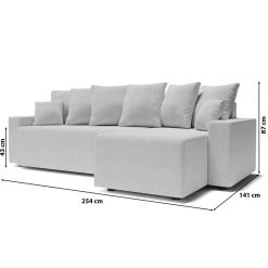 Canapé D'angle ALMA Convertible Tissu Gris 4 Places -Meuble Déco Soldes canape angle alma convertible tissu gris 4 places 9