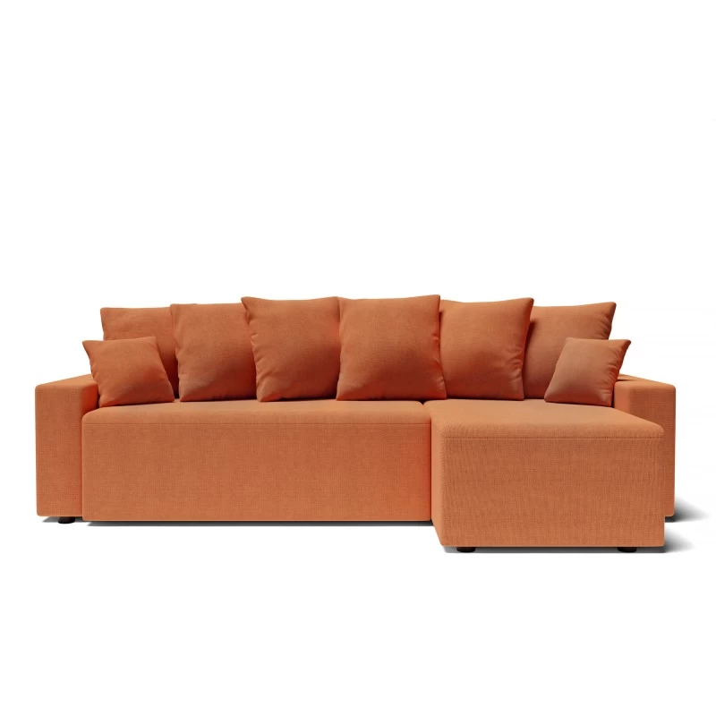 Canapé D'angle ALMA Convertible Tissu Rouille 4 Places 2 Canapé D'angle ALMA Convertible Tissu Rouille 4 Places – Image 2