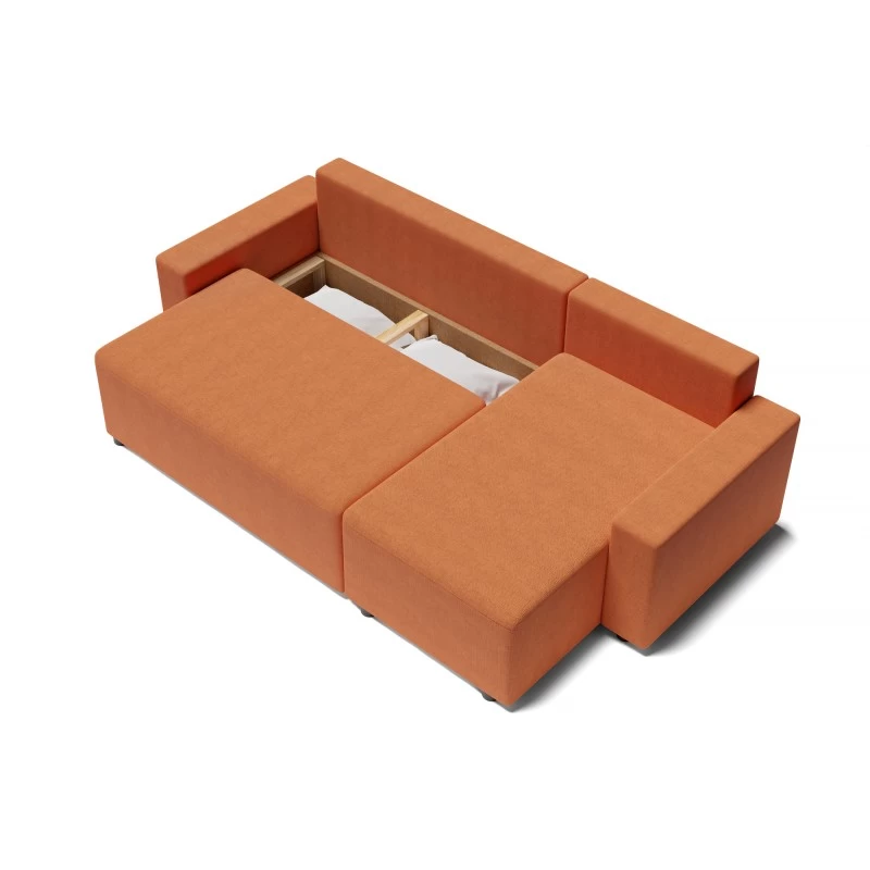 Canapé D'angle ALMA Convertible Tissu Rouille 4 Places 5 Canapé D'angle ALMA Convertible Tissu Rouille 4 Places – Image 5