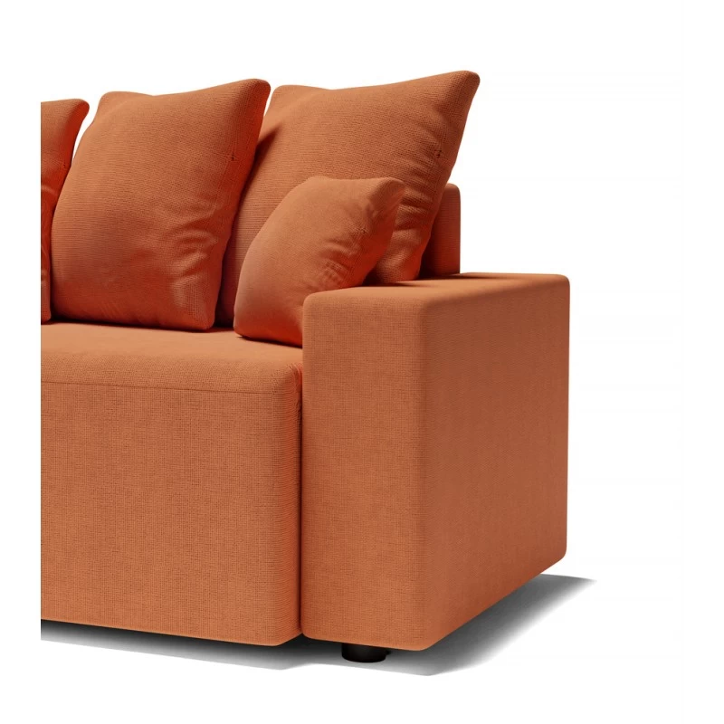 Canapé D'angle ALMA Convertible Tissu Rouille 4 Places 7 Canapé D'angle ALMA Convertible Tissu Rouille 4 Places – Image 7