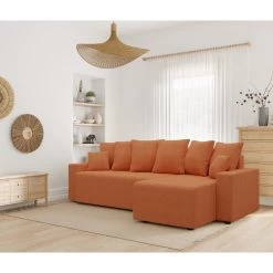 Canapé D'angle ALMA Convertible Tissu Rouille 4 Places 18 Canapé D'angle ALMA Convertible Tissu Rouille 4 Places -Meuble Déco Soldes canape angle alma convertible tissu rouille 4 places 8