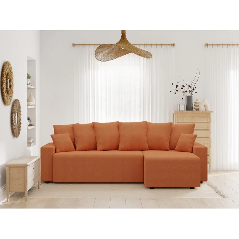 Canapé D'angle ALMA Convertible Tissu Rouille 4 Places 1 Canapé D'angle ALMA Convertible Tissu Rouille 4 Places