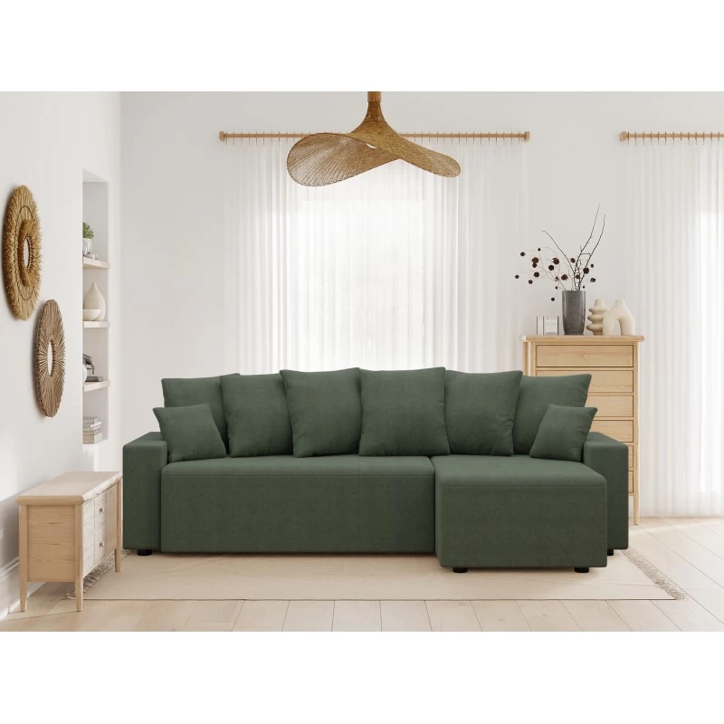 Canapé D'angle ALMA Convertible Tissu Vert 4 Places 1 Canapé D'angle ALMA Convertible Tissu Vert 4 Places