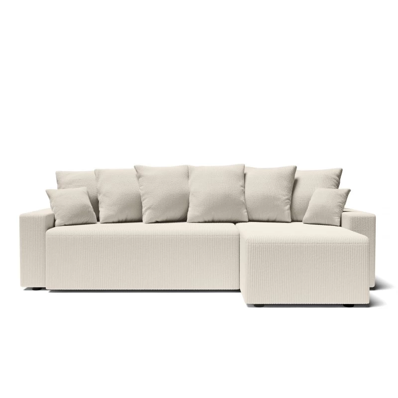 Canapé D'angle ALMA Convertible Velours Côtelé Beige 4 Places 2 Canapé D'angle ALMA Convertible Velours Côtelé Beige 4 Places – Image 2