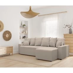 Canapé D'angle ALMA Convertible Velours Côtelé Grège 4 Places 18 Canapé D'angle ALMA Convertible Velours Côtelé Grège 4 Places -Meuble Déco Soldes canape angle alma convertible velours cotele grege 4 places 8