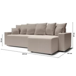 Canapé D'angle ALMA Convertible Velours Côtelé Grège 4 Places 19 Canapé D'angle ALMA Convertible Velours Côtelé Grège 4 Places -Meuble Déco Soldes canape angle alma convertible velours cotele grege 4 places 9