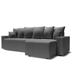 Canapé D'angle ALMA Convertible Velours Côtelé Gris Souris 4 Places -Meuble Déco Soldes canape angle alma convertible velours cotele gris souris 4 places 2