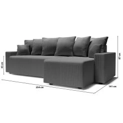 Canapé D'angle ALMA Convertible Velours Côtelé Gris Souris 4 Places -Meuble Déco Soldes canape angle alma convertible velours cotele gris souris 4 places 9