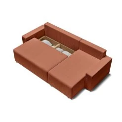Canapé D'angle ALMA Convertible Velours Côtelé Terracotta 4 Places 14 Canapé D'angle ALMA Convertible Velours Côtelé Terracotta 4 Places -Meuble Déco Soldes canape angle alma convertible velours cotele terracotta 4 places 4