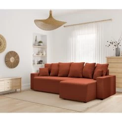 Canapé D'angle ALMA Convertible Velours Côtelé Terracotta 4 Places 18 Canapé D'angle ALMA Convertible Velours Côtelé Terracotta 4 Places -Meuble Déco Soldes canape angle alma convertible velours cotele terracotta 4 places 8