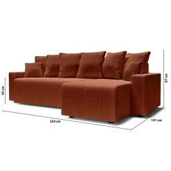 Canapé D'angle ALMA Convertible Velours Côtelé Terracotta 4 Places 19 Canapé D'angle ALMA Convertible Velours Côtelé Terracotta 4 Places -Meuble Déco Soldes canape angle alma convertible velours cotele terracotta 4 places 9