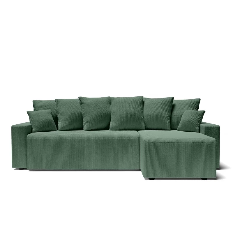 Canapé D'angle ALMA Convertible Velours Côtelé Vert 4 Places 2 Canapé D'angle ALMA Convertible Velours Côtelé Vert 4 Places – Image 2