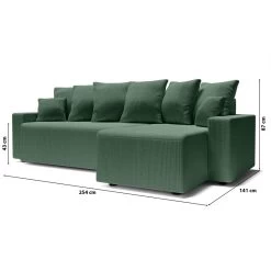 Canapé D'angle ALMA Convertible Velours Côtelé Vert 4 Places 19 Canapé D'angle ALMA Convertible Velours Côtelé Vert 4 Places -Meuble Déco Soldes canape angle alma convertible velours cotele vert 4 places 9
