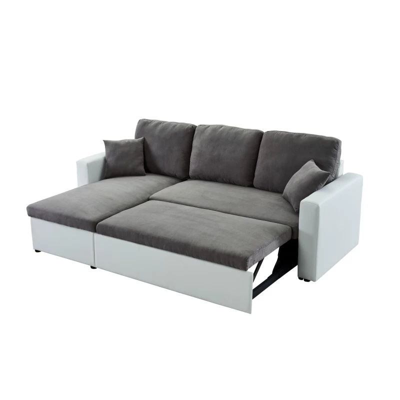 Canapé D'angle ASPEN Gris Et Blanc 4 Accroches 4 Canapé D'angle ASPEN Gris Et Blanc 4 Accroches – Image 4