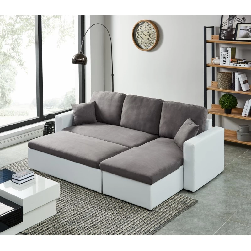 Canapé D'angle ASPEN Gris Et Blanc 4 Accroches 7 Canapé D'angle ASPEN Gris Et Blanc 4 Accroches – Image 7