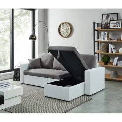 Canapé D'angle ASPEN Gris Et Blanc 4 Accroches 15 Canapé D'angle ASPEN Gris Et Blanc 4 Accroches -Meuble Déco Soldes canape angle aspen gris et blanc 4 accroches 7