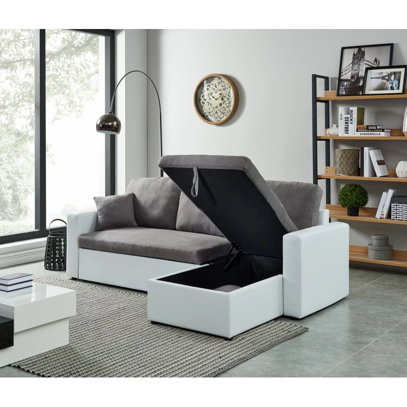 Canapé D'angle ASPEN Gris Et Blanc 4 Accroches 8 Canapé D'angle ASPEN Gris Et Blanc 4 Accroches – Image 8