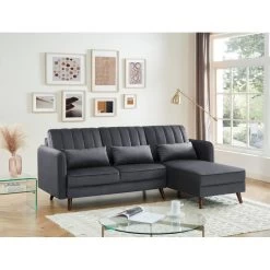 Canapé D'angle IDAHO Tissu Anthracite Fixe -Meuble Déco Soldes canape angle idaho tissu anthracite angle fixe 4