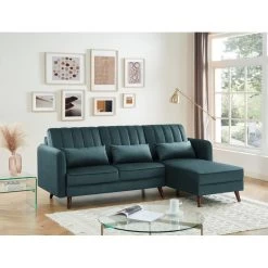 Canapé D'angle IDAHO Tissu Bleu Vert Fixe -Meuble Déco Soldes canape angle idaho tissu bleu vert angle fixe 5