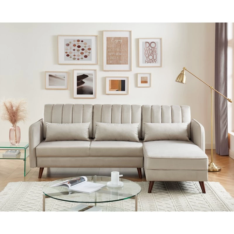 Canapé D'angle IDAHO Tissu Sable Fixe 1 Canapé D'angle IDAHO Tissu Sable Fixe