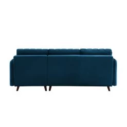 Canapé D'angle IDAHO En Velours Bleu Fixe -Meuble Déco Soldes canape angle idaho velours bleu angle fixe 3