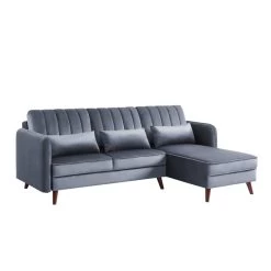 Canapé D'angle IDAHO En Velours Gris Fixe 8 Canapé D'angle IDAHO En Velours Gris Fixe -Meuble Déco Soldes canape angle idaho velours gris angle fixe 2