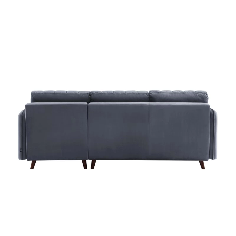 Canapé D'angle IDAHO En Velours Gris Fixe 4 Canapé D'angle IDAHO En Velours Gris Fixe – Image 4