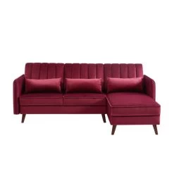 Canapé D'angle IDAHO En Velours Rouge Bordeaux Fixe 8 Canapé D'angle IDAHO En Velours Rouge Bordeaux Fixe -Meuble Déco Soldes canape angle idaho velours rouge angle fixe 2