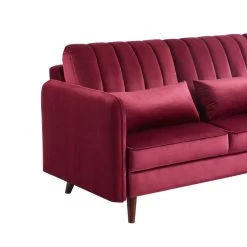Canapé D'angle IDAHO En Velours Rouge Bordeaux Fixe 11 Canapé D'angle IDAHO En Velours Rouge Bordeaux Fixe -Meuble Déco Soldes canape angle idaho velours rouge angle fixe 5