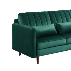 Canapé Angle IDAHO En Velours Vert Fixe -Meuble Déco Soldes canape angle idaho velours vert angle fixe 5