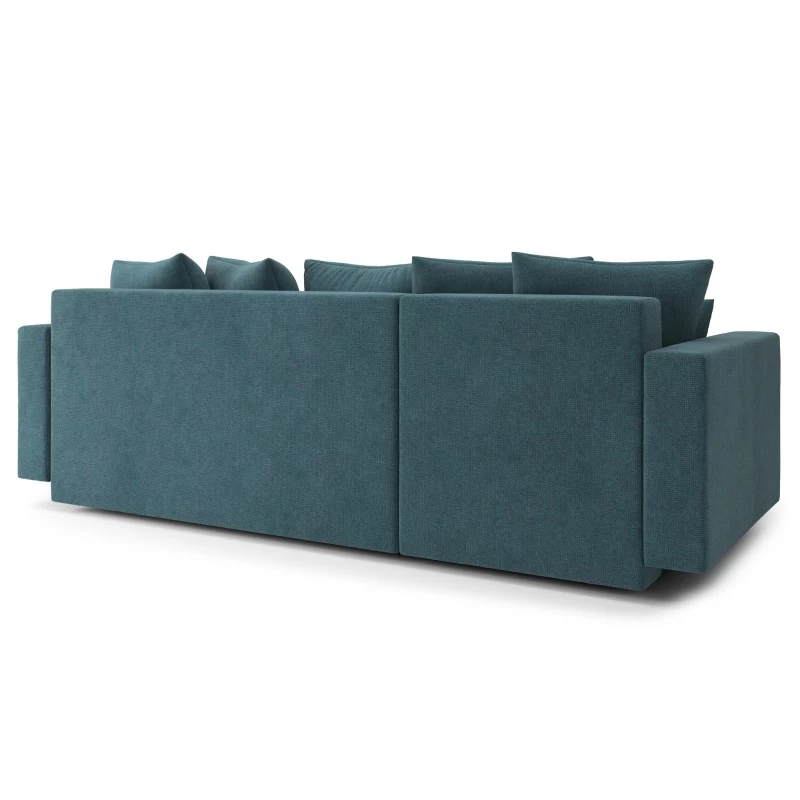 Canapé D'angle KRISTI Convertible Tissu Bleu Paon 4 Places 6 Canapé D'angle KRISTI Convertible Tissu Bleu Paon 4 Places – Image 6