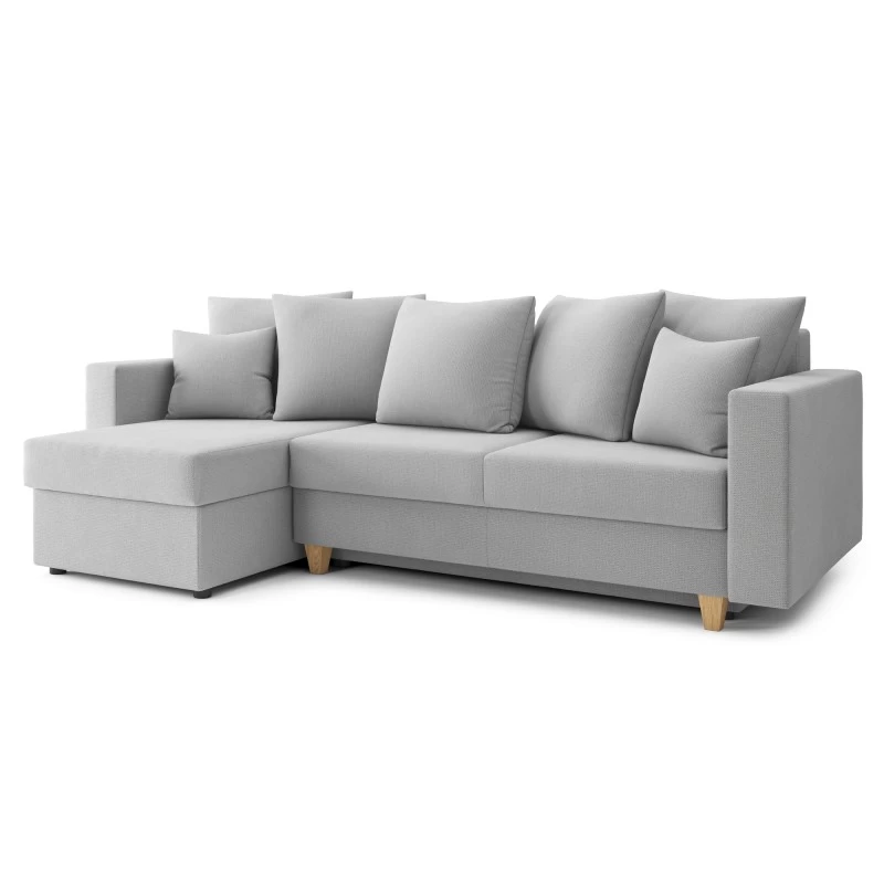 Canapé D'angle KRISTI Convertible Tissu Gris 4 Places 3 Canapé D'angle KRISTI Convertible Tissu Gris 4 Places – Image 3