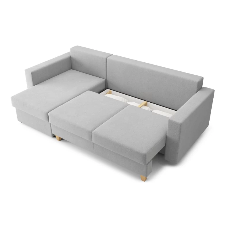 Canapé D'angle KRISTI Convertible Tissu Gris 4 Places 5 Canapé D'angle KRISTI Convertible Tissu Gris 4 Places – Image 5