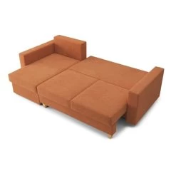 Canapé D'angle KRISTI Convertible Tissu Rouille 4 Places -Meuble Déco Soldes canape angle kristi convertible tissu rouille 4 places 3