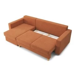 Canapé D'angle KRISTI Convertible Tissu Rouille 4 Places -Meuble Déco Soldes canape angle kristi convertible tissu rouille 4 places 4